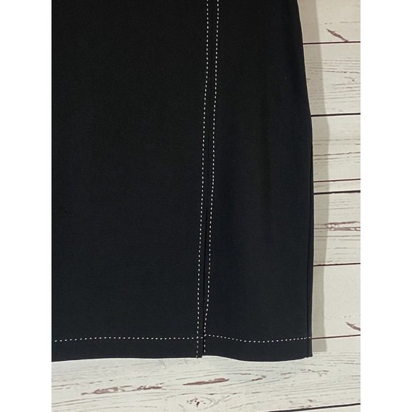 Express Skirt Womens Sz 5/6 Black White Contrast Stitching Straight Lined Slit - Picture 5 of 12